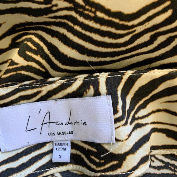 L'Academie Revolve Blythe Black & Tan Zebra Animal Print Faux Wrap Midi Skirt S - Picture 8 of 11